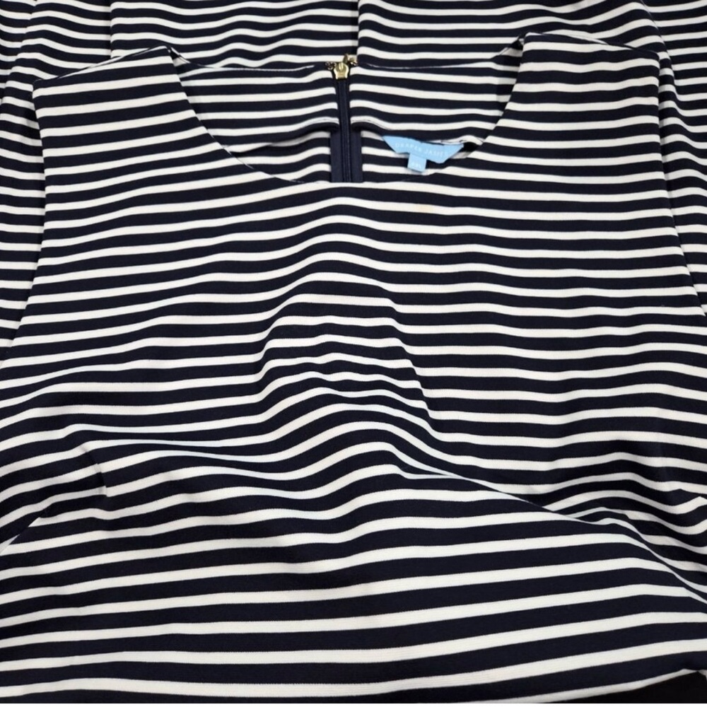 Draper James XXL Striped Ponte Sheath Dress Nautical Navy Blue & White Sailor - Picture 7 of 10